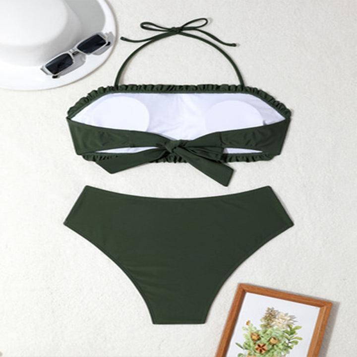 Damen Bandeau-Bikini mit verspieltem Rüschen und modischem Bindeband Echo Archiv