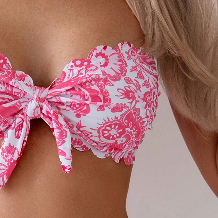 Damen Bandeau-Bikini mit floraler Stickerei Echo Archiv