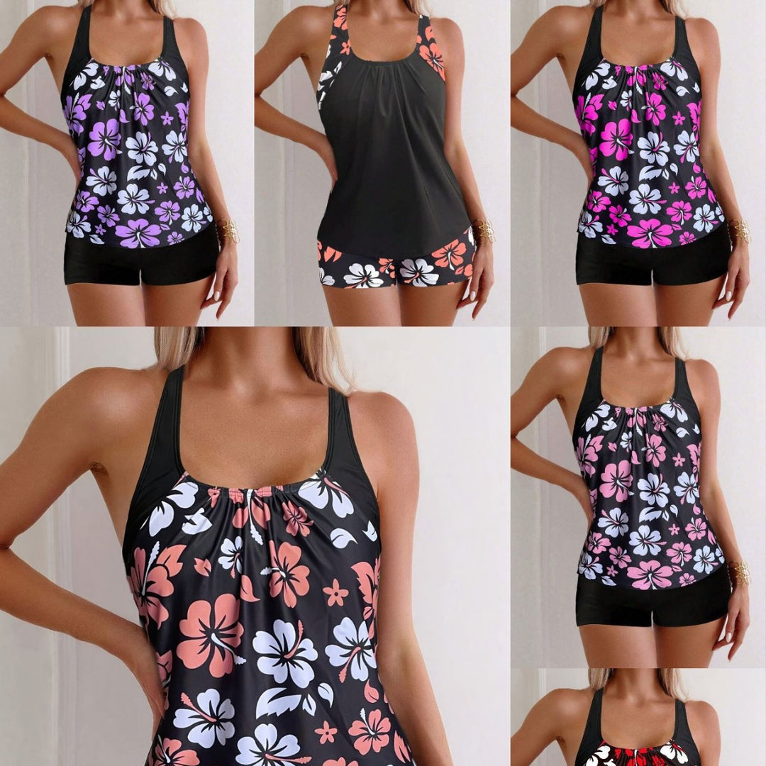 Damen Sportliches Tankini-Set mit floralen Akzenten Echo Archiv