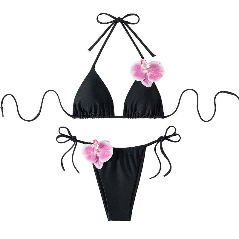 Damen Triangel-Bikini mit dekorativen Orchideen-Details Echo Archiv