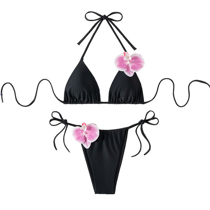 Damen Triangel-Bikini mit dekorativen Orchideen-Details Echo Archiv