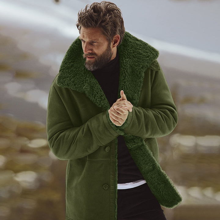 Herren teddy fleece jacket with large collar and button closure Eva Jonsson