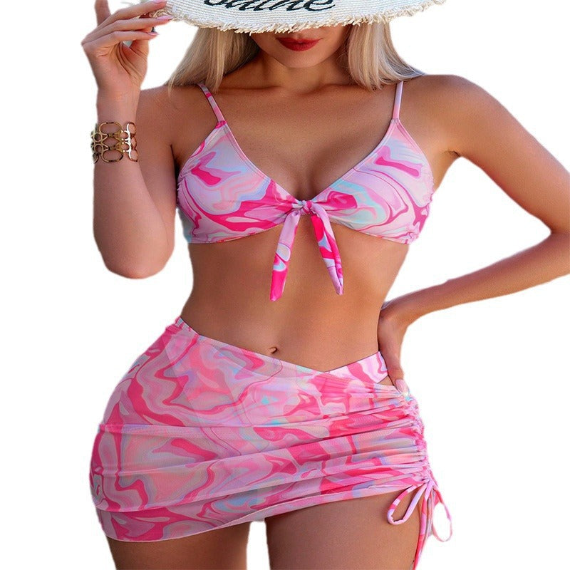 Damen Bikini-Set mit verspieltem Bindeband und dekorativem Rock Echo Archiv