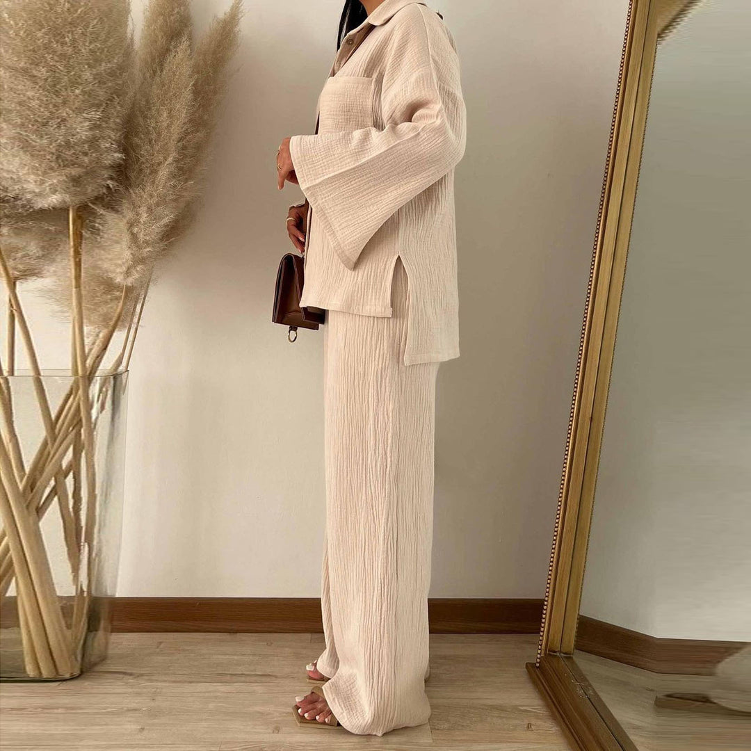 Damer bekväm och stilfull blus-byxd Kombination med elegant struktur Eva Jonsson