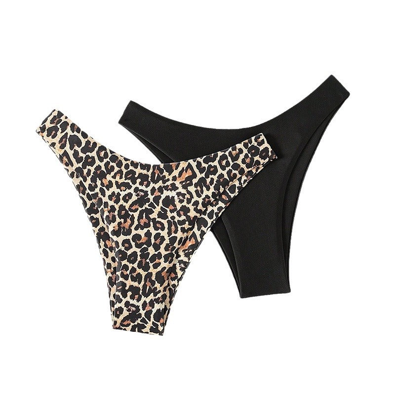 Damen Bikiniunterteil im stylischen Leoparden-Design und klassischem Schwarz Echo Archiv