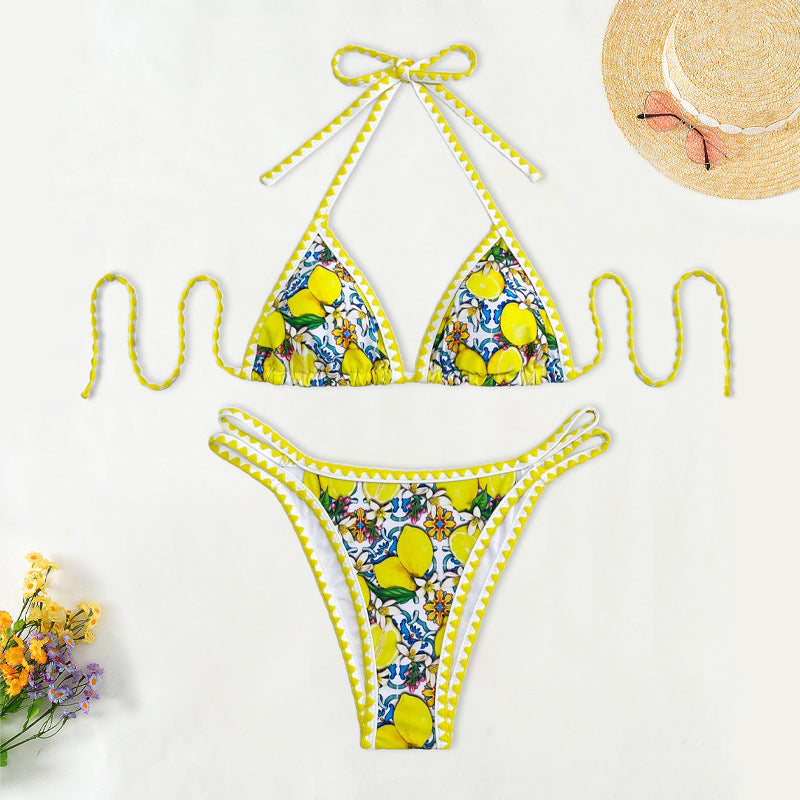 Damen Triangel-Bikini mit fröhlichem Zitrusmuster Echo Archiv