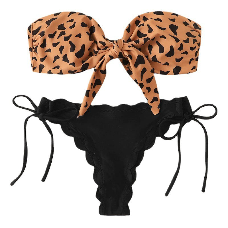 Damen Bandeau-Bikini mit modischem Tiermotiv und Bindedetails Echo Archiv