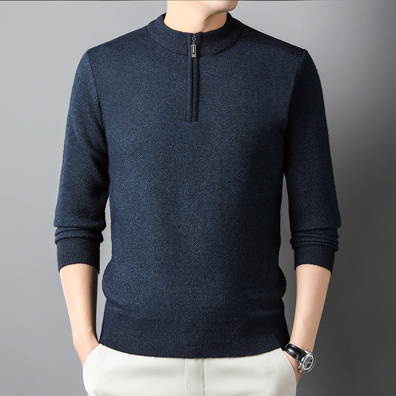 Herrenpullover med halvmått dragkedja och strukturerad design Eva Jonsson