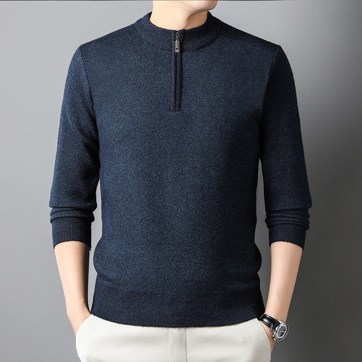 Herrenpullover med halvmått dragkedja och strukturerad design Eva Jonsson
