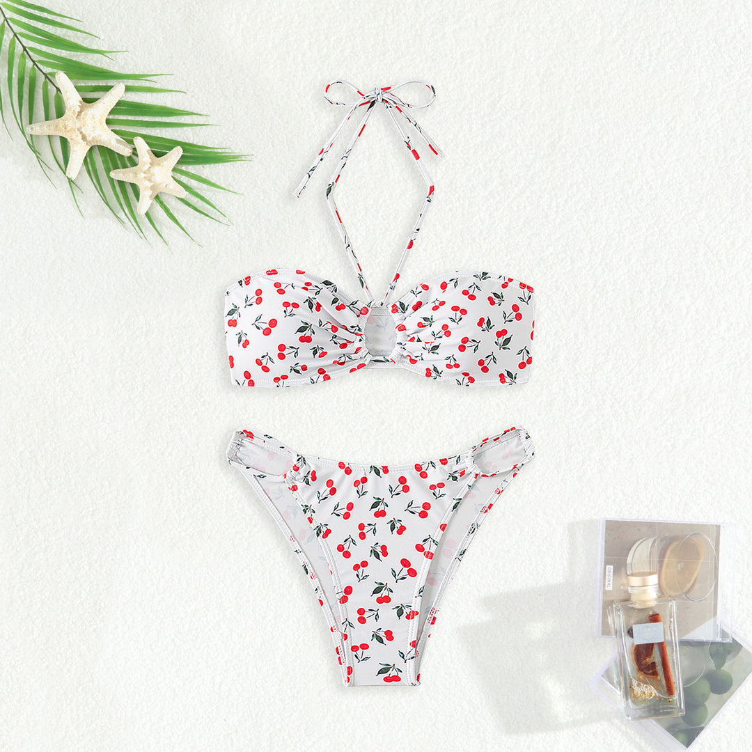 Damen Bandeau-Bikini-Set mit verspieltem Kirschmuster Echo Archiv