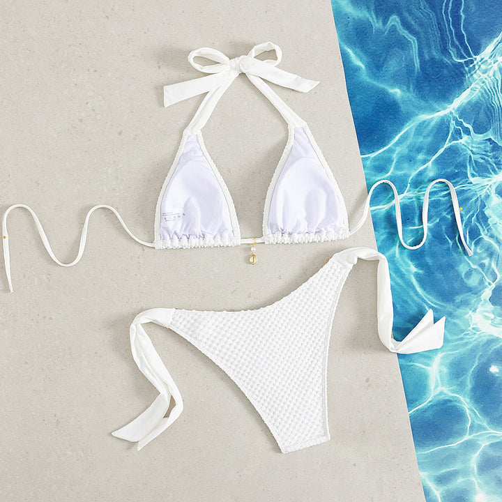 Damen Triangel-Bikini mit eleganten Schleifen und Muschelverzierungen Echo Archiv