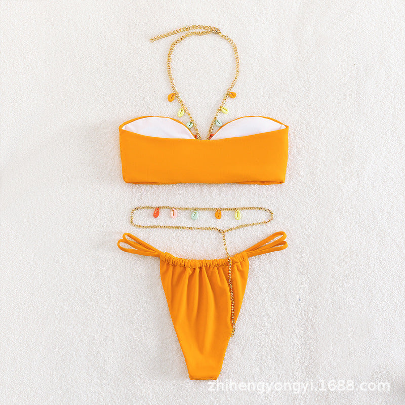 Damen Bandeau-Bikini mit buntem Kettenzier-Design Echo Archiv
