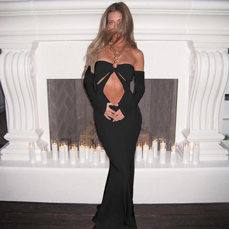 Damer Elegant Maxiklänning med Cut-Out-detaljer och axelbandslösa ärmar Eva Jonsson-Eva Jonsson