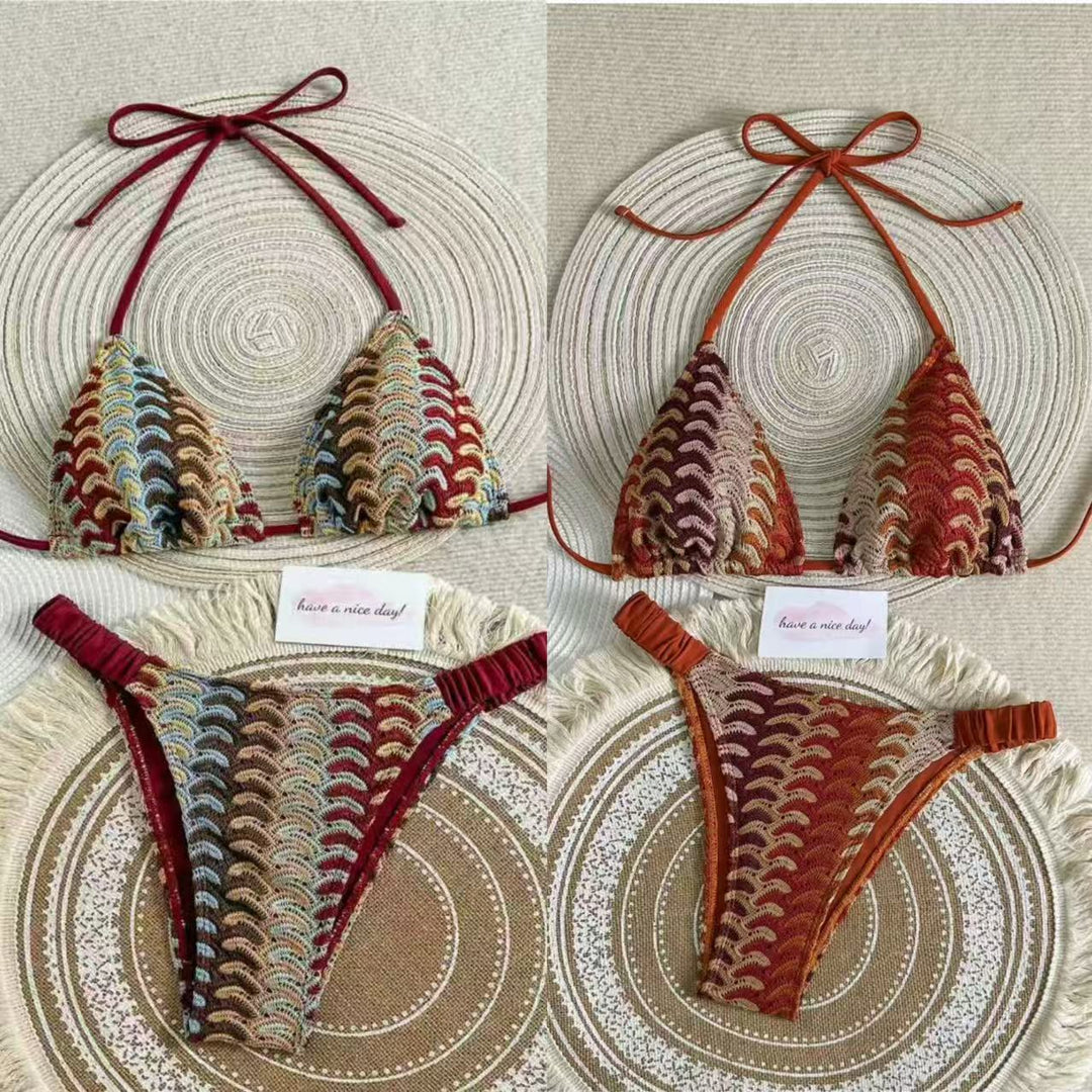 Damen Triangel-Bikini mit buntem Häkelmuster Echo Archiv