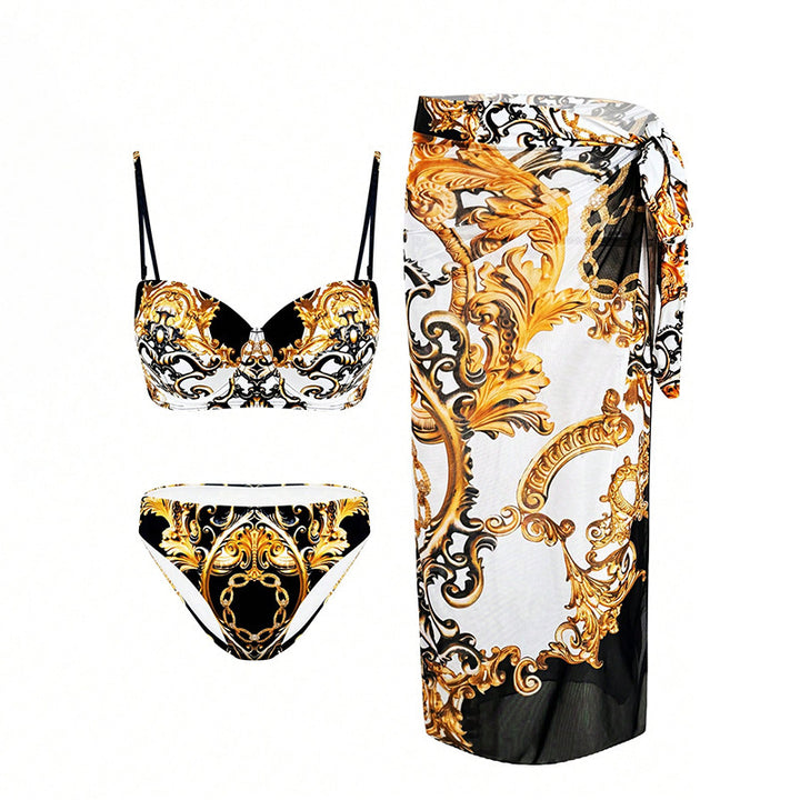 Damen Bikini-Set mit elegantem Rüschenrock und modischem Oberteil Echo Archiv