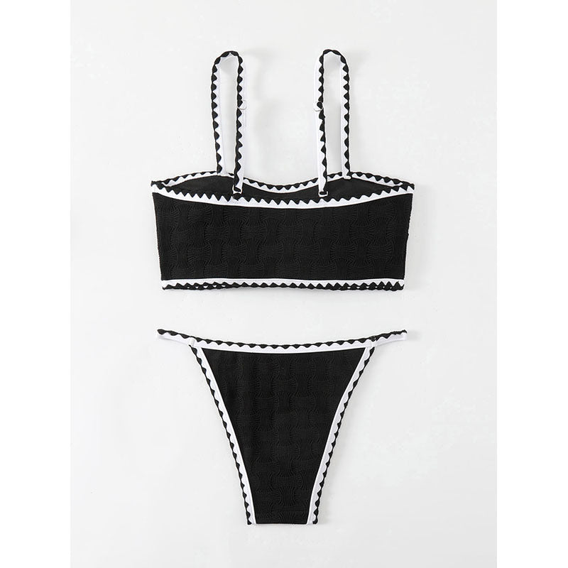 Damen Bikini-Set mit strukturiertem Oberteil und hoch geschnittenem Unterteil Echo Archiv