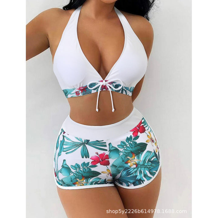 Damen Hochgeschlossen Bikini mit verspieltem Blumenmuster Echo Archiv
