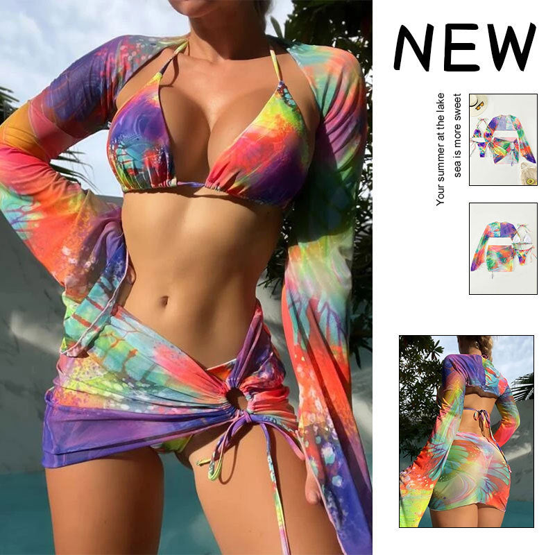 Damen Bikini-Set mit verlängerten Ärmeln und modischem Wickeldesign Echo Archiv