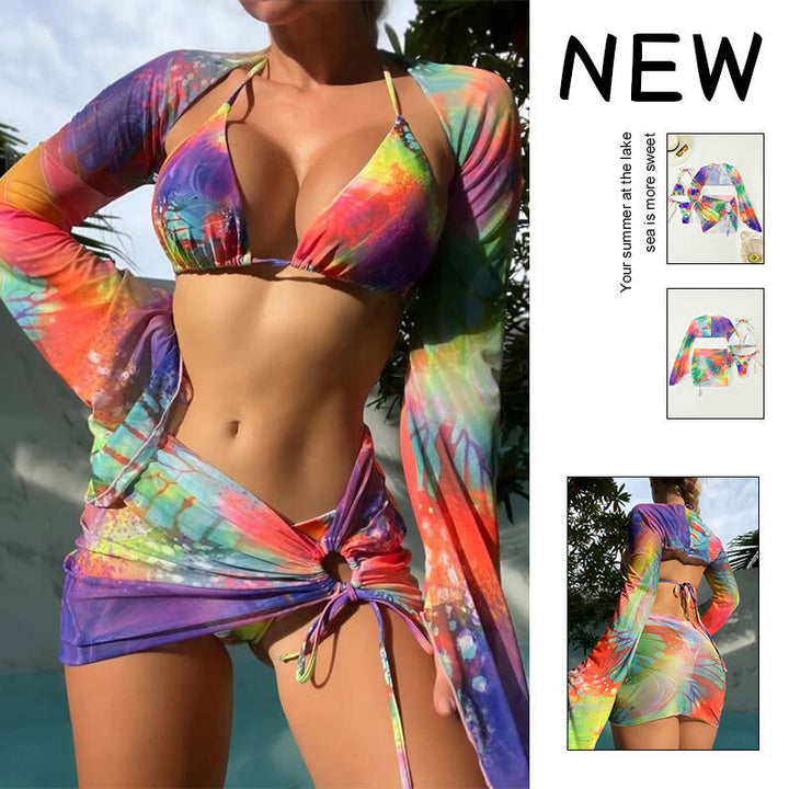 Damen Bikini-Set mit verlängerten Ärmeln und modischem Wickeldesign Echo Archiv