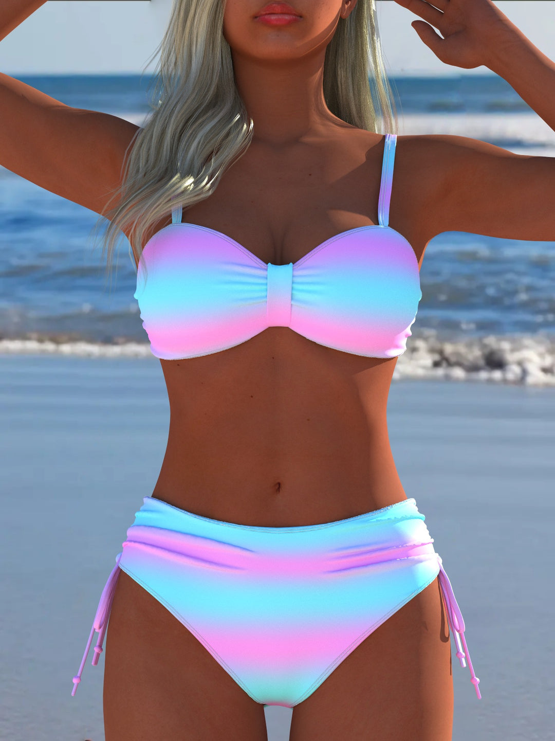 Dame Bikini-set med stiligt rutig mönster och guldfärgade accenter Mirla-Eva Jonsson