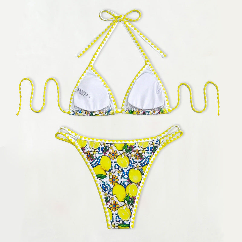 Damen Triangel-Bikini mit fröhlichem Zitrusmuster Echo Archiv
