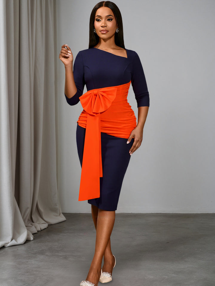 Damen Effortlessly Chic Klänning med asymmetrisk design och voluminöst ruch-element Mirla-Eva Jonsson
