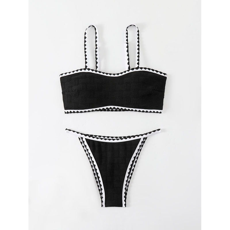 Damen Bikini-Set mit strukturiertem Oberteil und hoch geschnittenem Unterteil Echo Archiv