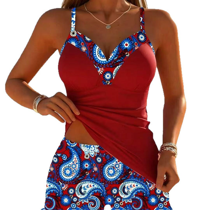 Damen Funktions-Badeanzug mit hohem Schnitt und dekorativen Paisleymustern Echo Archiv