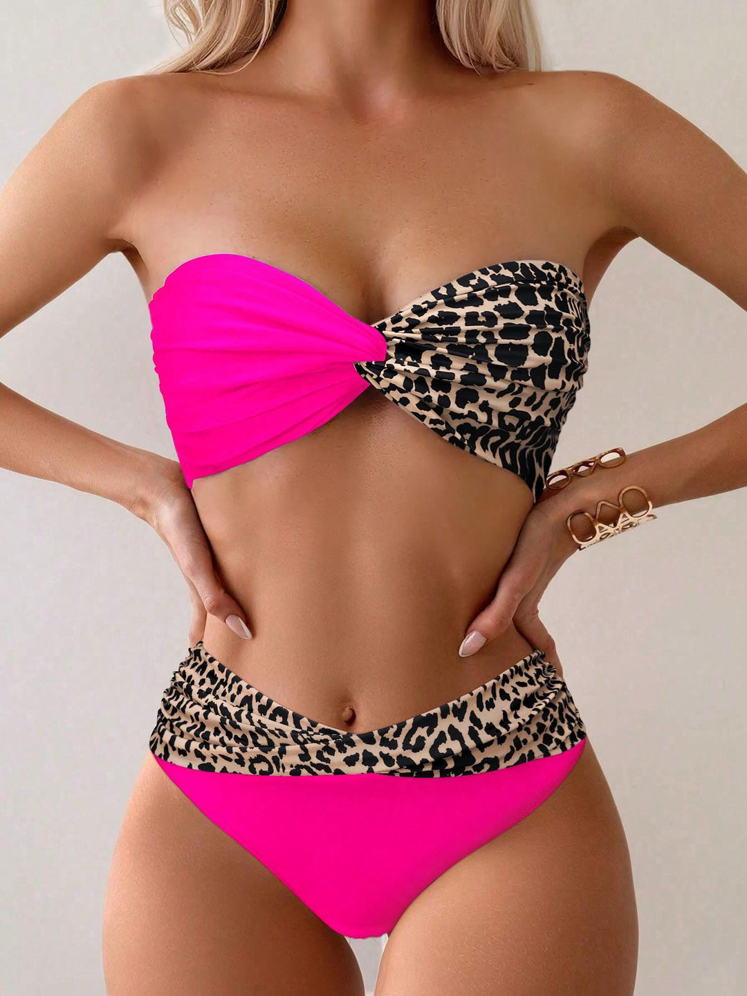 Damen Bandeau-Bikini mit modischem Leopardenmuster und leuchtendem Design Echo Archiv