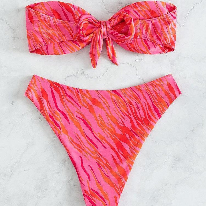 Damen Bandeau-Bikini mit Volant und geschmackvollem Muster Echo Archiv