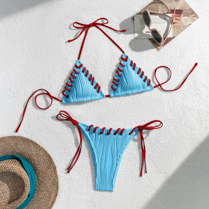 Damen Triangel-Bikini mit kontrastierenden Schnürdetails Echo Archiv