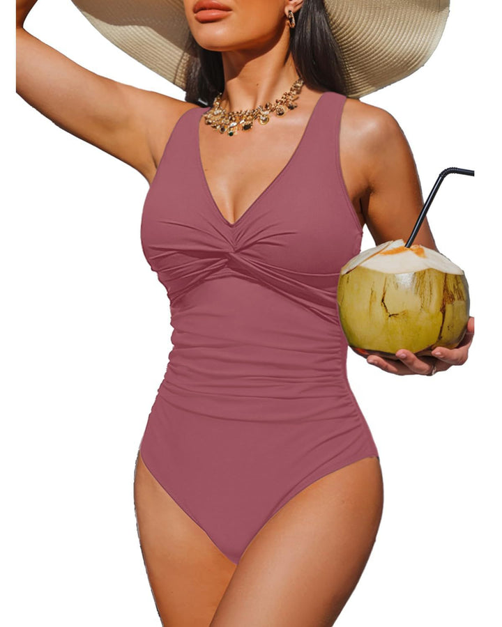 Damen Eleganter Einteiler Badeanzug mit modischem Twist Echo Archiv