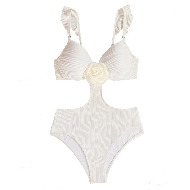 Damen Einteiler Badeanzug mit floralem Design und raffinierten Cut-Out Echo Archiv
