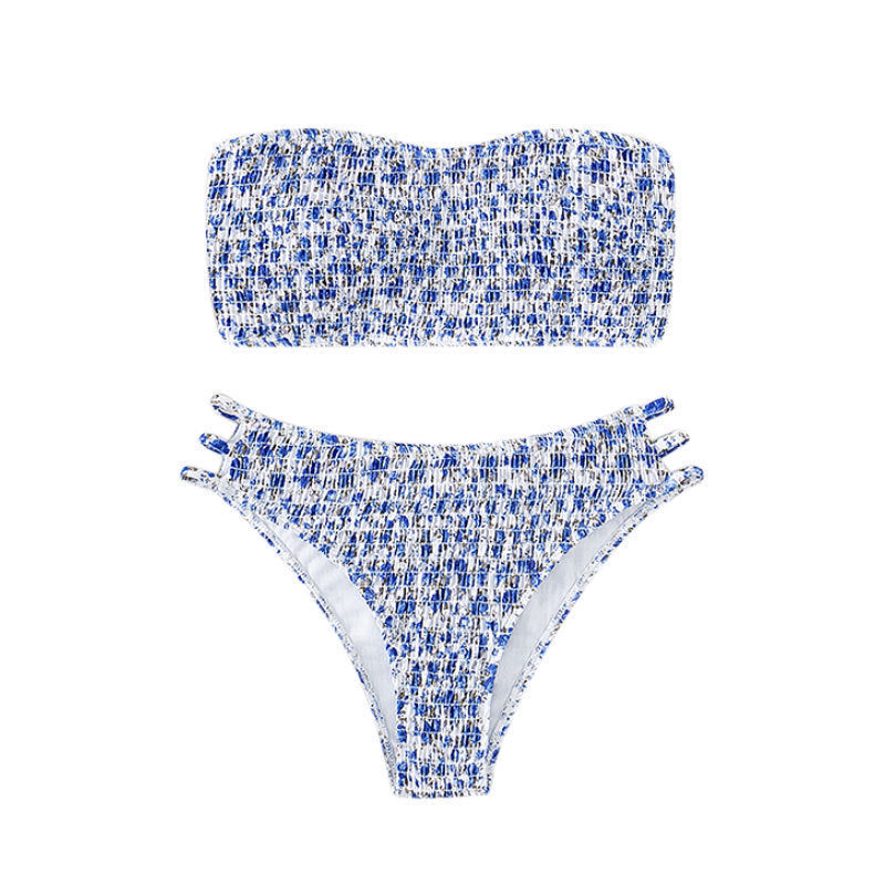 Damen Bandeau-Bikini-Set mit elastischem Rüschendesign und verstellbaren Trägern Echo Archiv