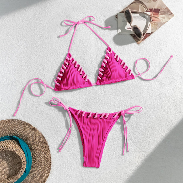 Damen Triangel-Bikini mit kontrastierenden Schnürdetails Echo Archiv