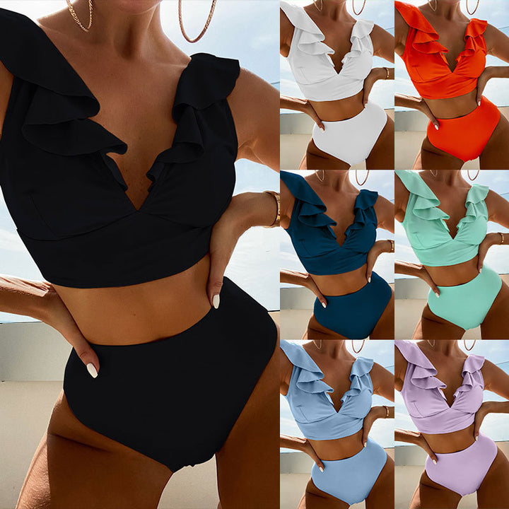 Damen Crop-Top Bikini mit voluminösen Rüschendetails Echo Archiv