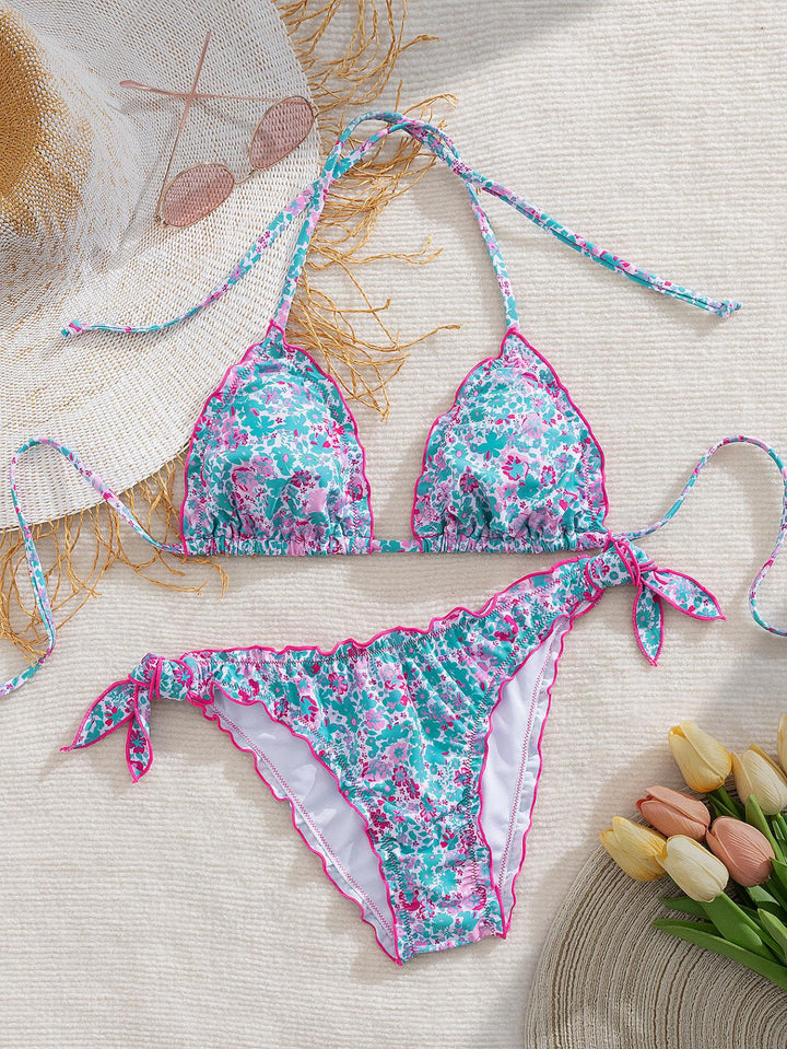 Damen floral gemusterter Triangel-Bikini Echo Archiv