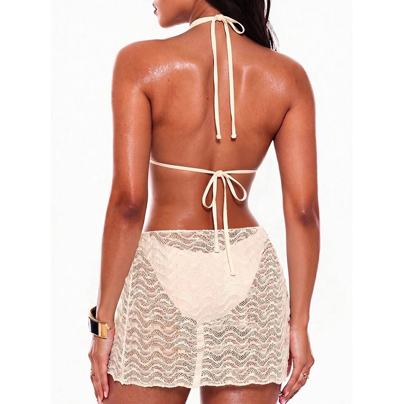 Damen Bikini-Set mit zarter Spitzenoptik und lässigem Wickelrock Echo Archiv