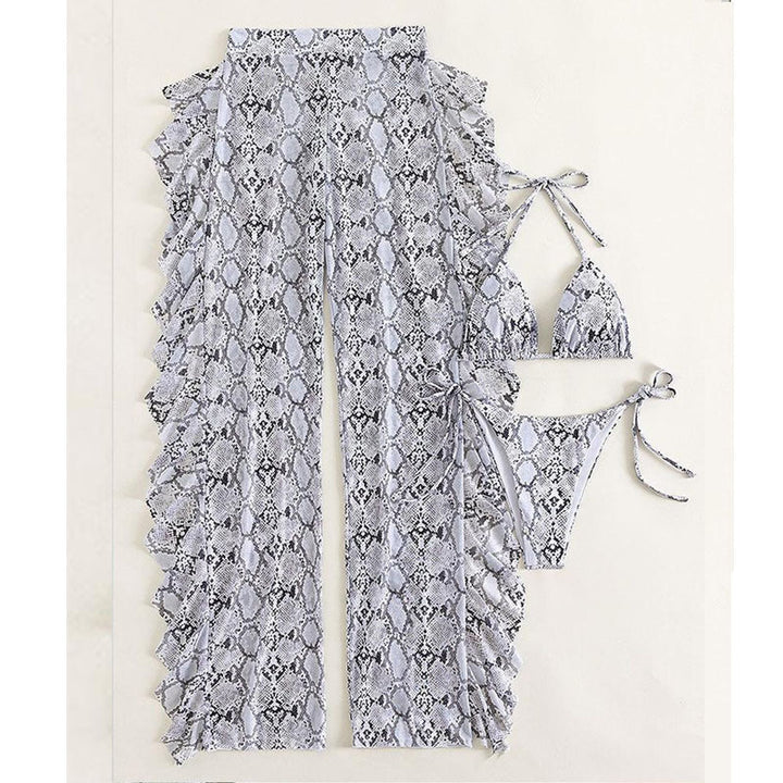 Damen Bikini-Set mit raffiniertem Schlangenmotiv und schwingendem Rock Echo Archiv