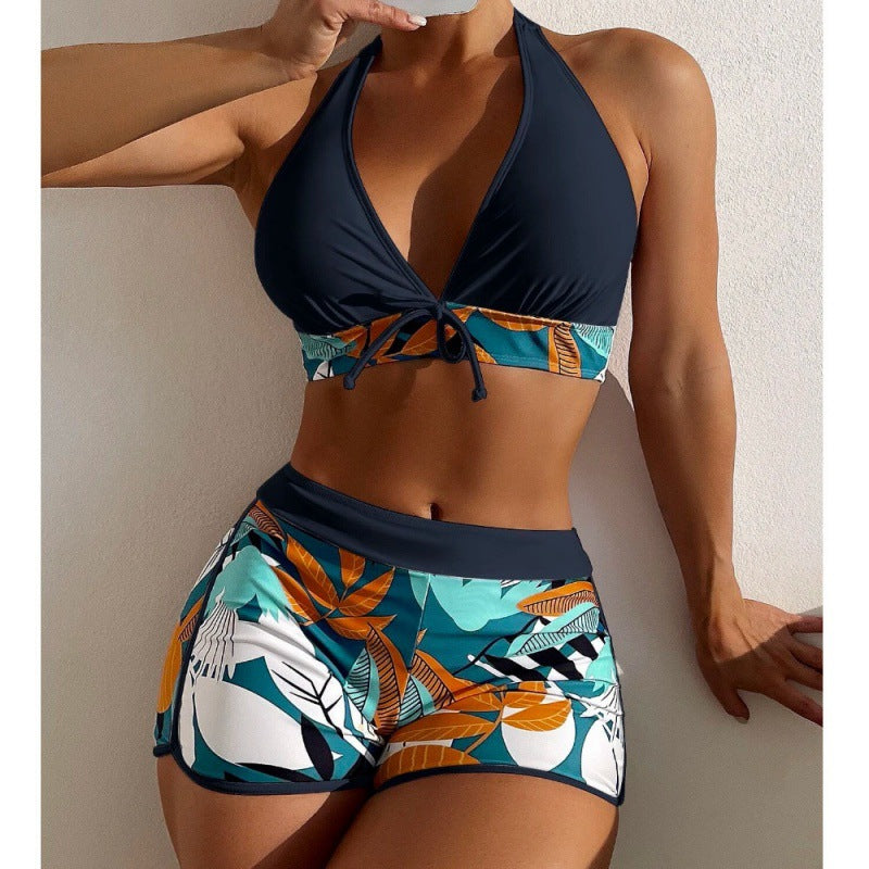 Damen Hochgeschlossen Bikini mit verspieltem Blumenmuster Echo Archiv
