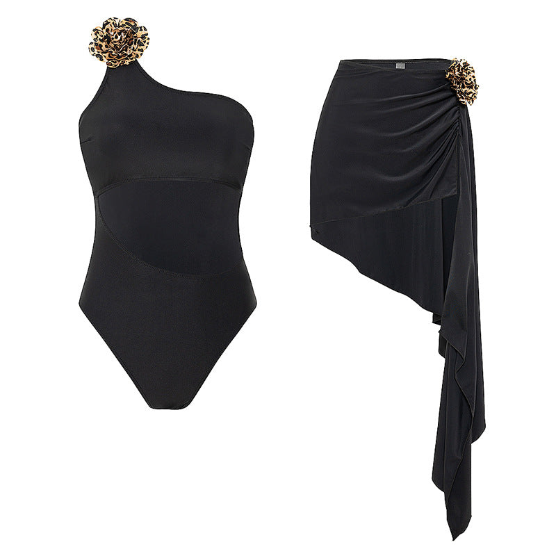 Damen Einteiler Badeanzug mit asymmetrischem Wickelrock Echo Archiv
