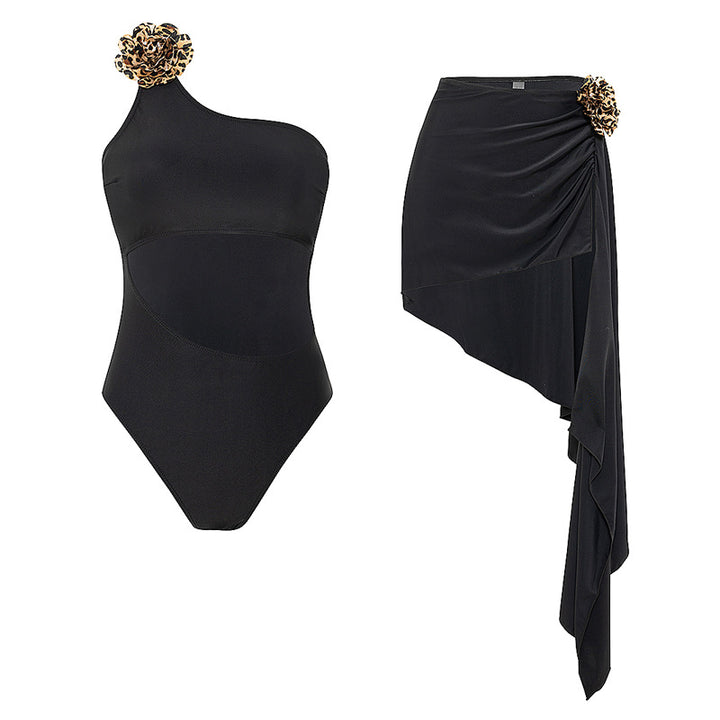 Damen Einteiler Badeanzug mit asymmetrischem Wickelrock Echo Archiv