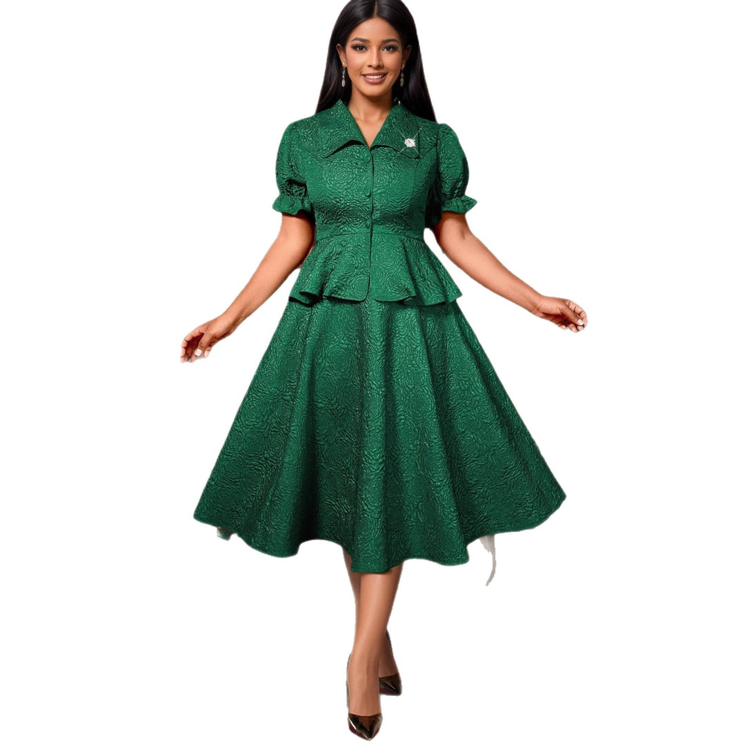 Damer elegant klänning med vintage-detaljer och voluminös kjol Mirla-Eva Jonsson