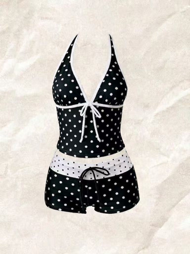 Damen Tankini mit modischem Punktmuster und verstellbarem Halter Echo Archiv