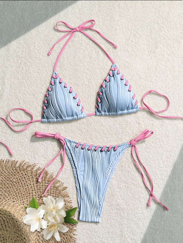 Damen Triangel-Bikini mit kontrastierenden Schnürdetails Echo Archiv