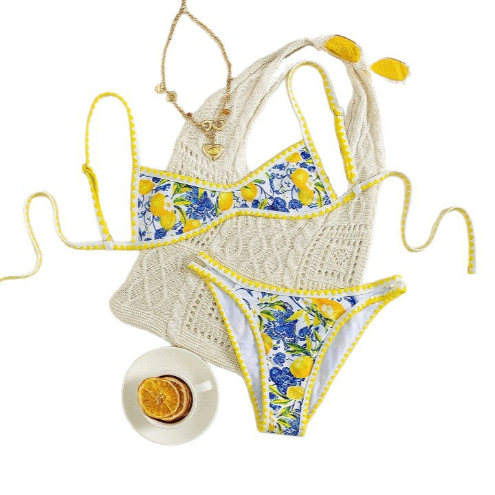 Damen Bikini mit fruchtigem Motiv und raffinierten Schnitt Echo Archiv