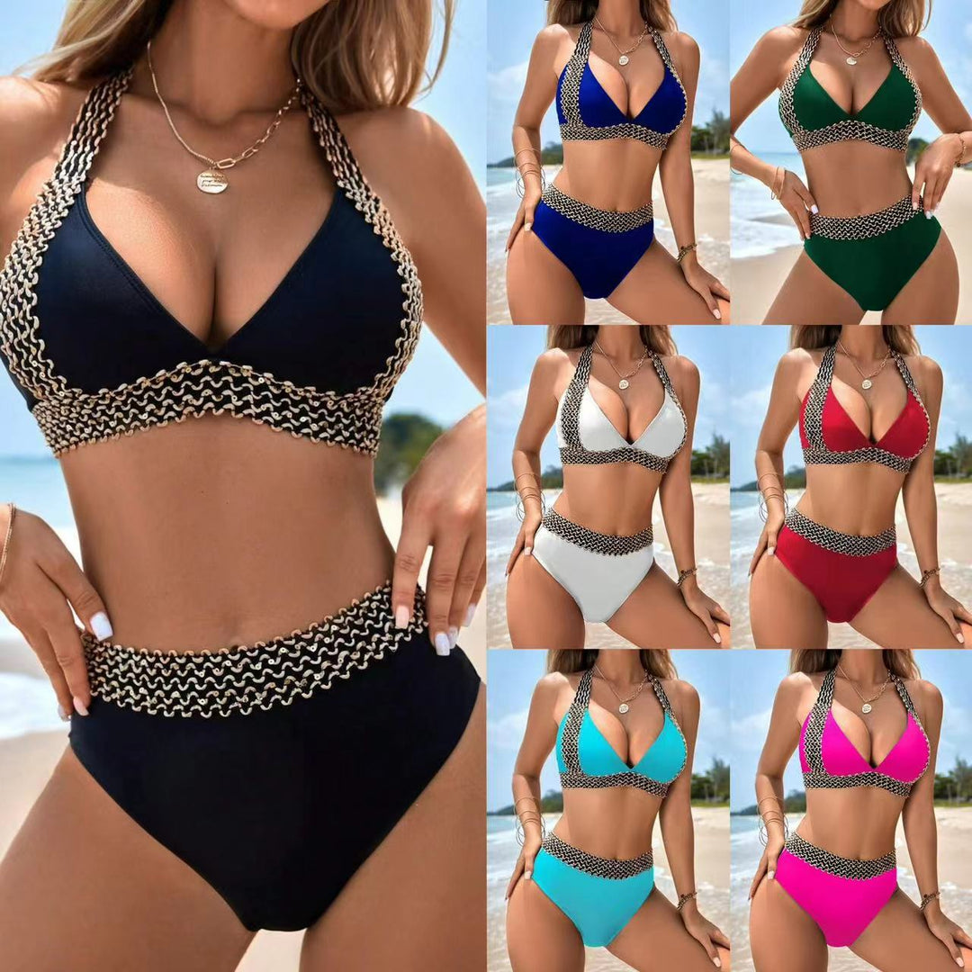 Damen Hochgeschnittener Bikini mit kunstvoller Zierleiste Echo Archiv