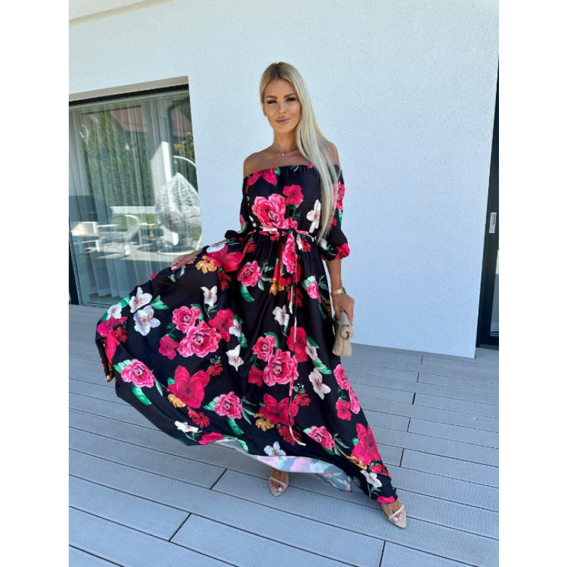 Damen Maxikläder med off-shoulder design och voluminösa ärmar Eva Jonsson