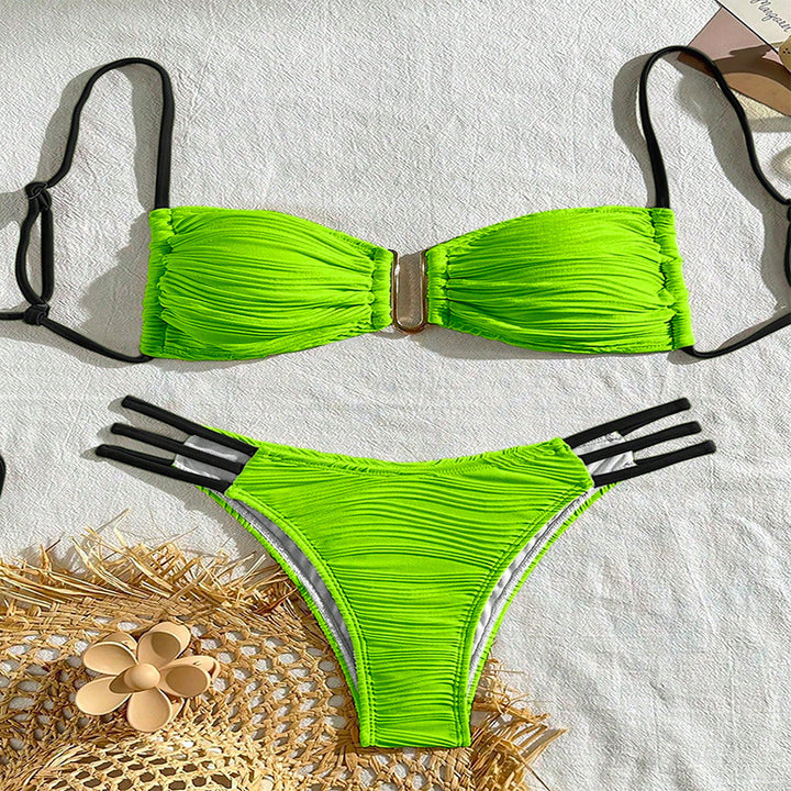 Damen Bandeau-Bikini mit Rüschendesign und dekorativen Trägerdetails Echo Archiv