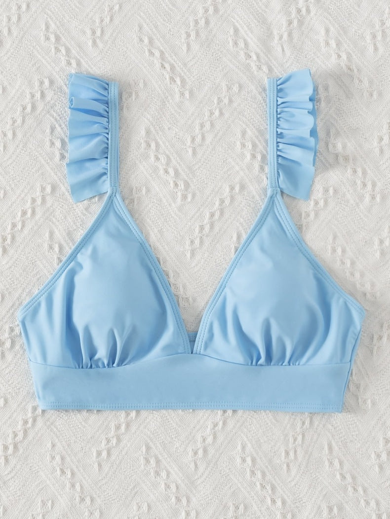 Dame triangel-bikiniöverdel med lekfulla volanger-Eva Jonsson